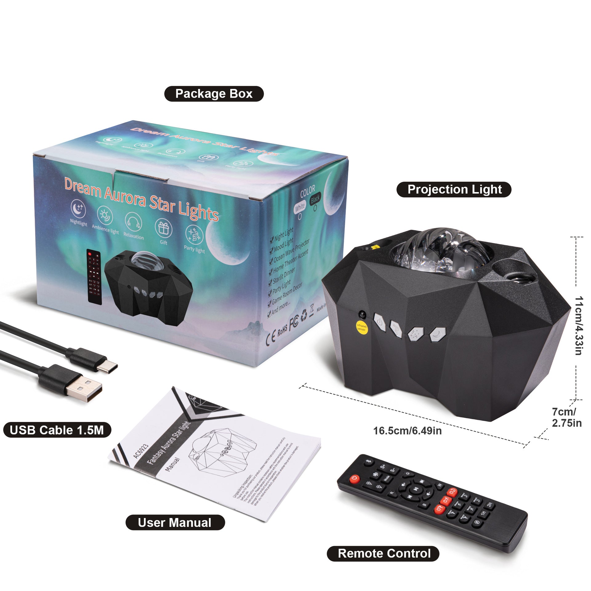 LED Aurora Star Projector – Ocean Dream Galaxy Night Light Lamp