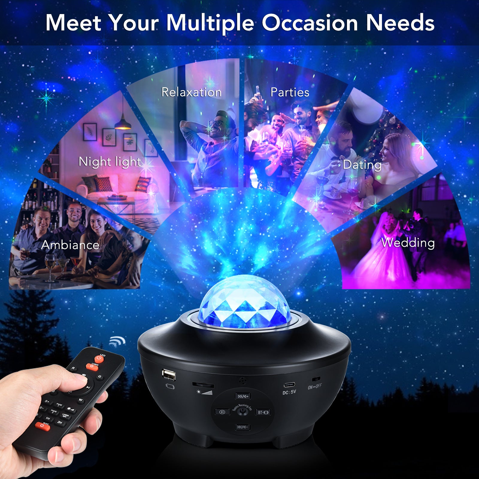Smart WiFi Bluetooth Star Projector Light – LED Laser Music Galaxy Night Lamp