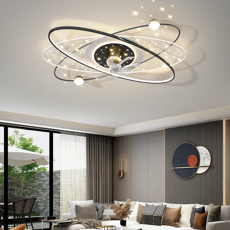 Modern Silent Fan Light – Rotating Head LED Ceiling Fan for Living Room