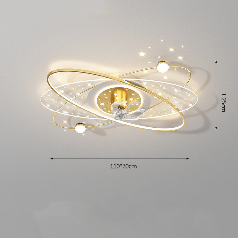 Modern Silent Fan Light – Rotating Head LED Ceiling Fan for Living Room